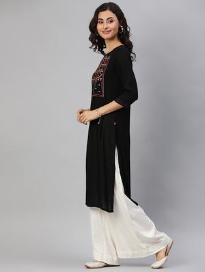 embroidered straight kurta - 17349399 - Standard Image - 2