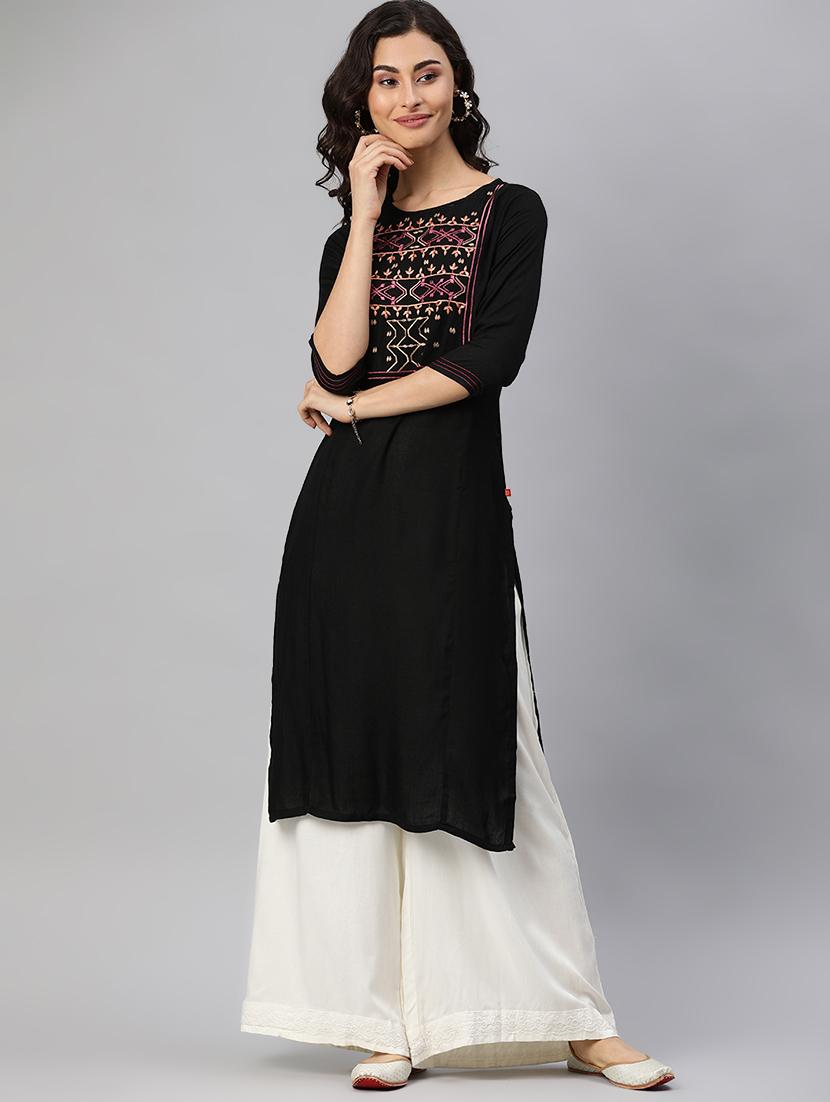 embroidered straight kurta - 17349399 - Zoom Image - 1