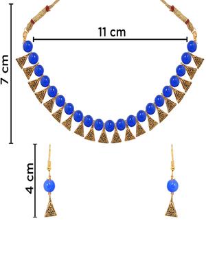 blue gold plated necklaces and earring - 17349417 - Standard Image - 3