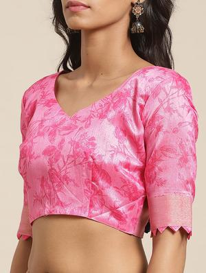 floral printed saree with blouse - 17349601 - Standard Image - 3