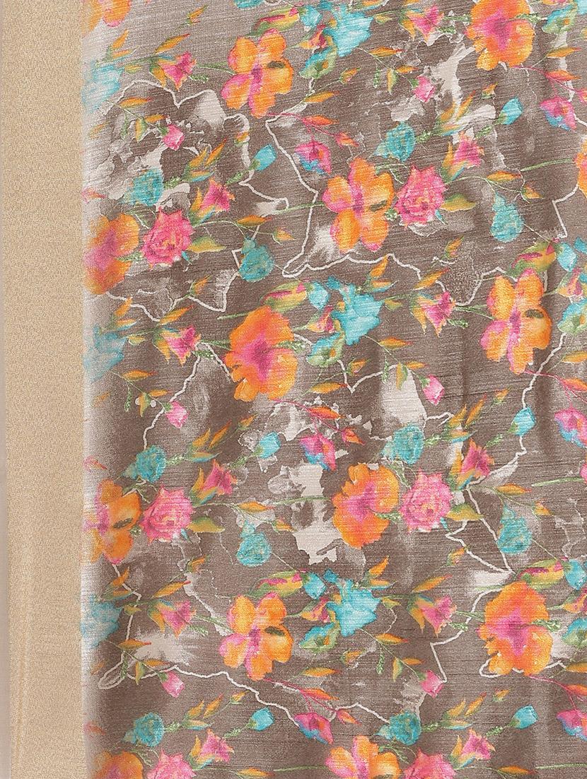 floral printed saree with blouse - 17349601 - Zoom Image - 4