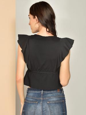 blouson waist crop top - 17349626 - Standard Image - 3