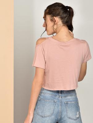 tie front solid crop top - 17349635 - Standard Image - 3