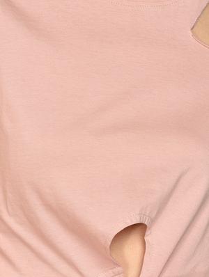 tie front solid crop top - 17349635 - Standard Image - 4