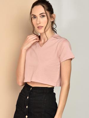 v-neck solid crop top - 17349640 - Standard Image - 2