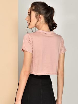 v-neck solid crop top - 17349640 - Standard Image - 3