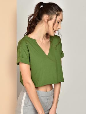 v-neck solid top - 17349652 - Standard Image - 2