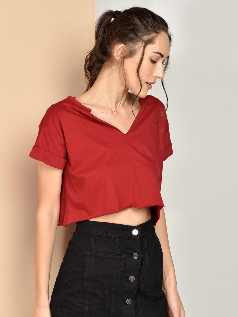 v-neck solid top - 17349653 - Zoom Image - 2