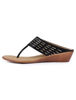 black t-strap wedges - 17349656 - Standard Image - 2