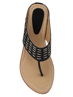 black t-strap wedges - 17349656 - Standard Image - 4