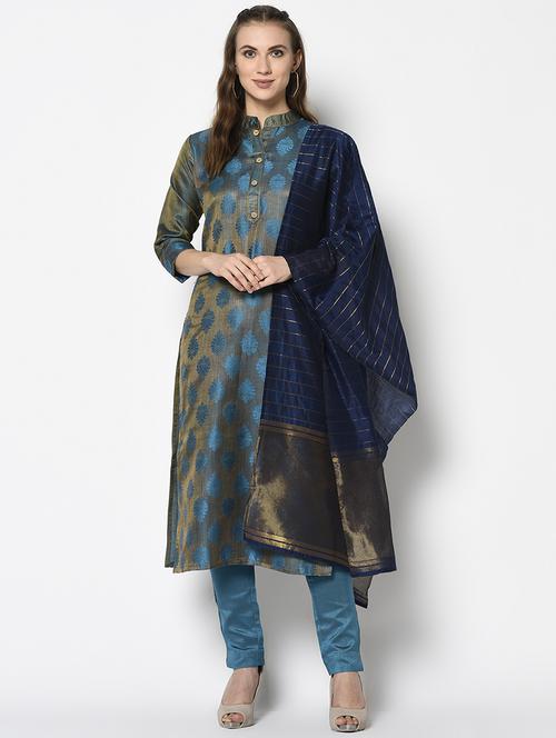 self design straight pant unstitched suit - 17349743 - Standard Image - 1