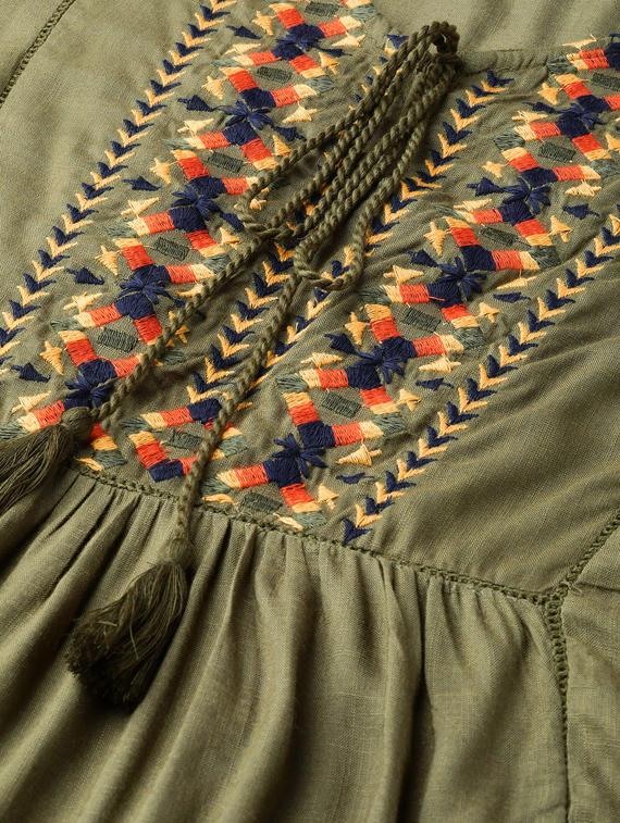 yoke embroidered a-line kurta - 17349744 - Zoom Image - 5