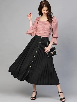 high rise button up a-line skirt - 17349754 - Standard Image - 4