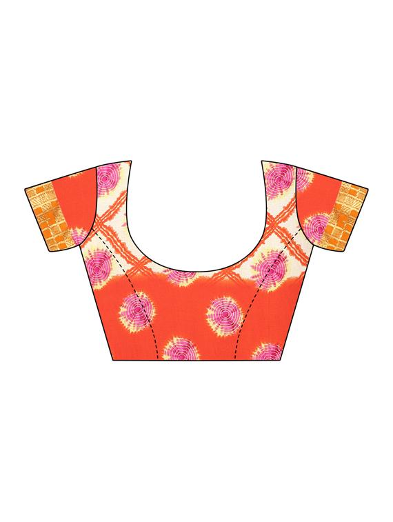 checkered printed saree with blouse - 17349977 - Zoom Image - 3