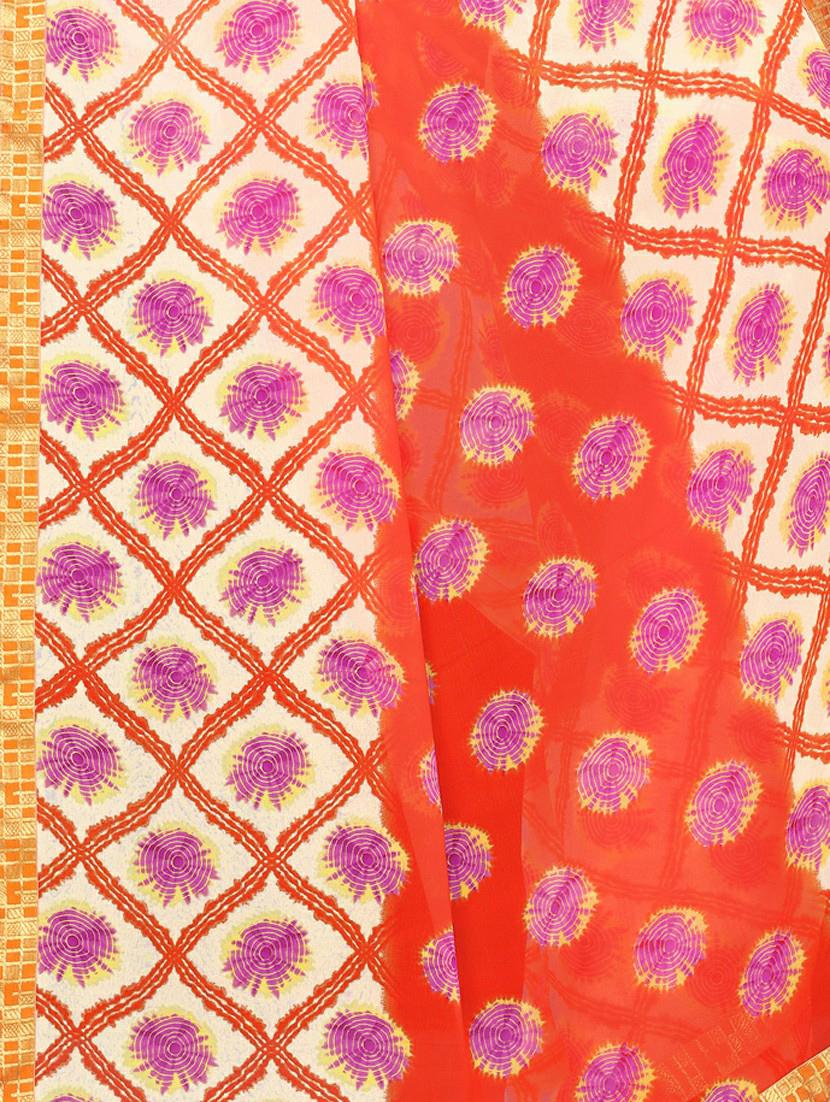 checkered printed saree with blouse - 17349977 - Zoom Image - 4