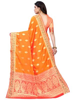floral banarasi saree with blouse - 17350020 - Standard Image - 2