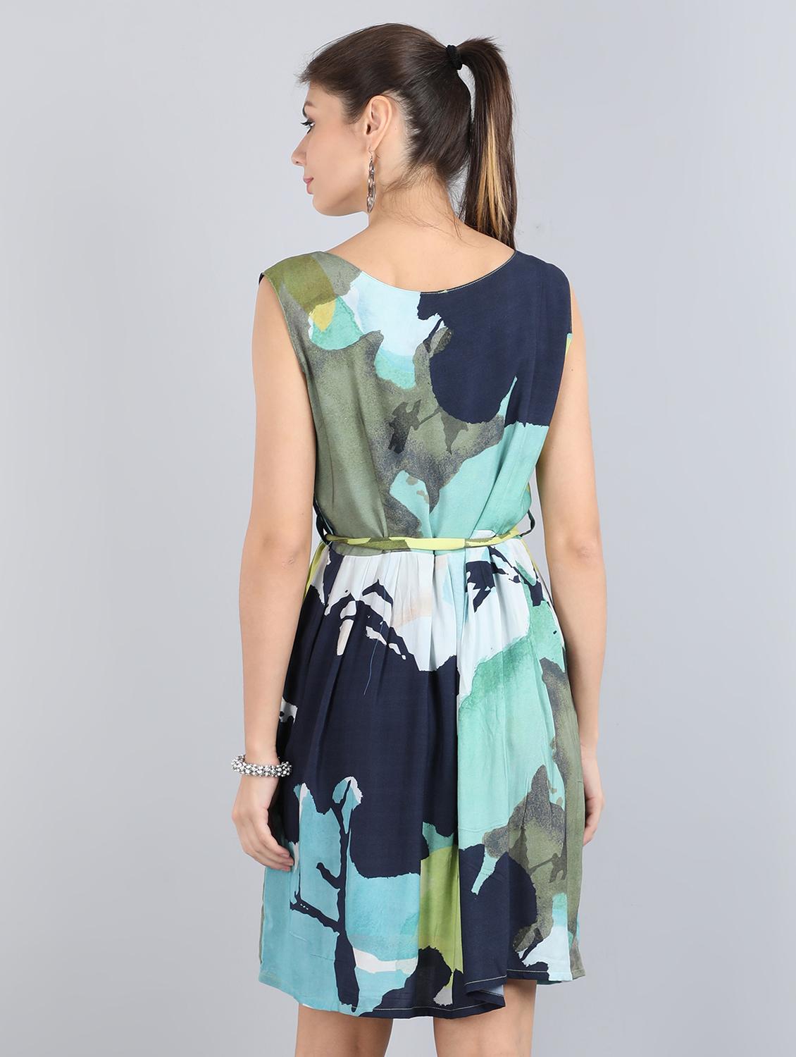 tie front printed fit & flare dress - 17350298 - Zoom Image - 3