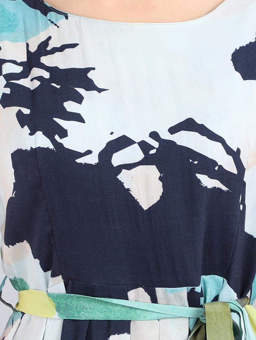 tie front printed fit & flare dress - 17350298 - Zoom Image - 5