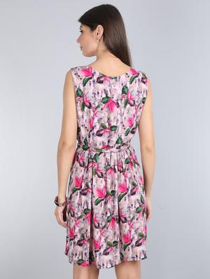 tie front floral fit & flare dress - 17350300 - Standard Image - 3