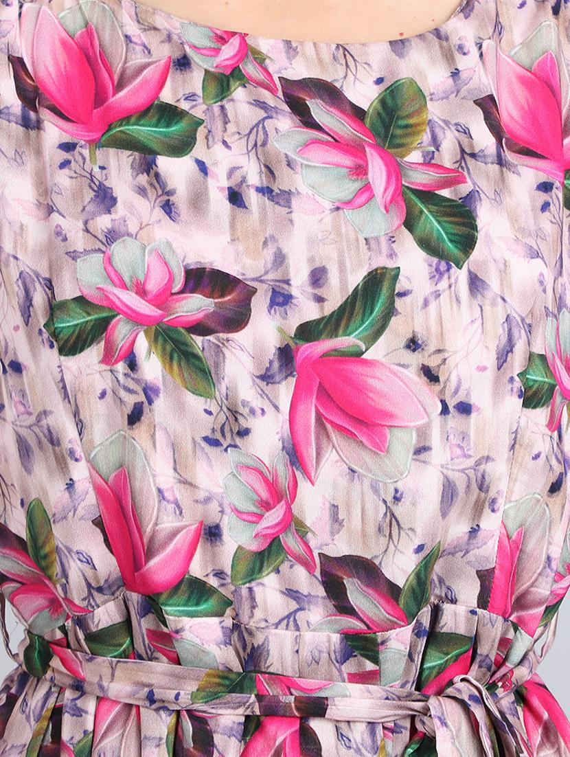 tie front floral fit & flare dress - 17350300 - Zoom Image - 5