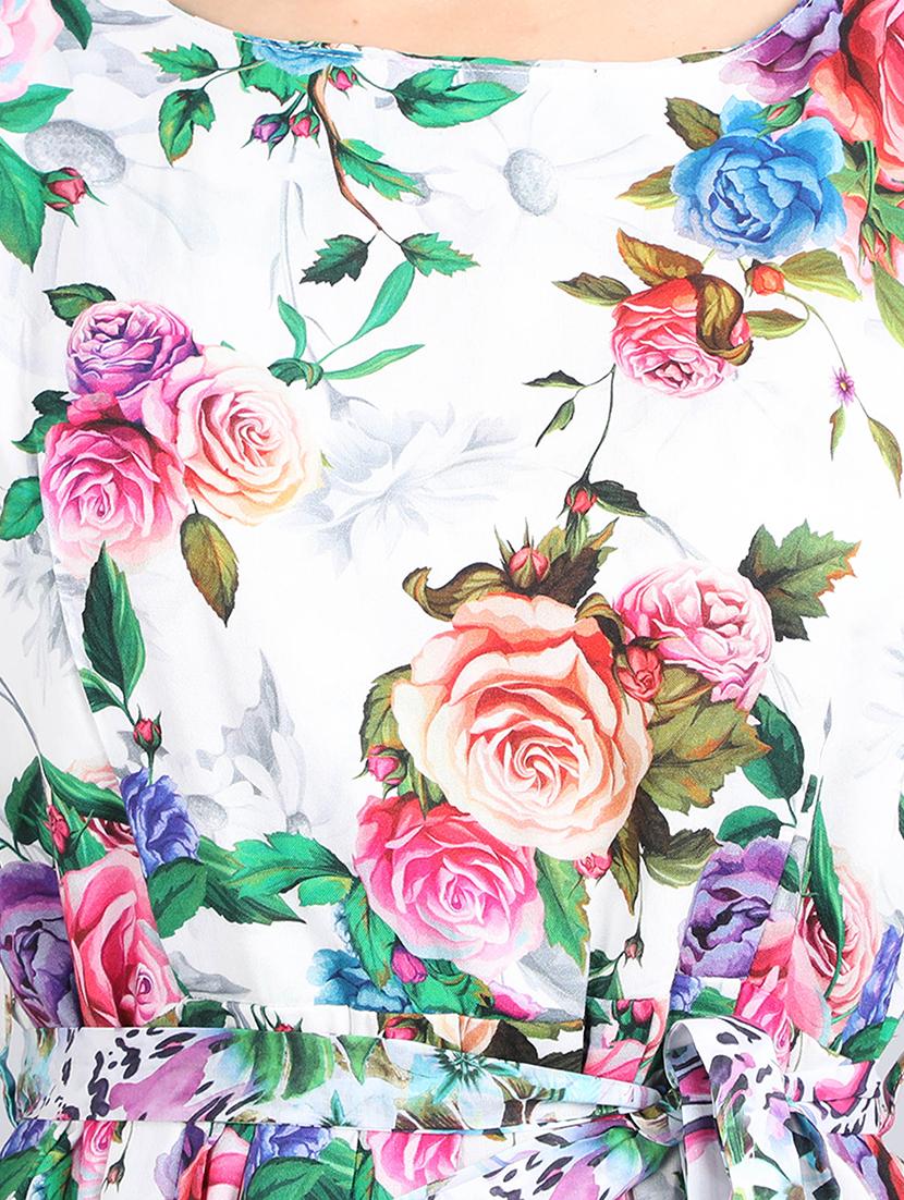 tie front floral fit & flare dress - 17350306 - Zoom Image - 5