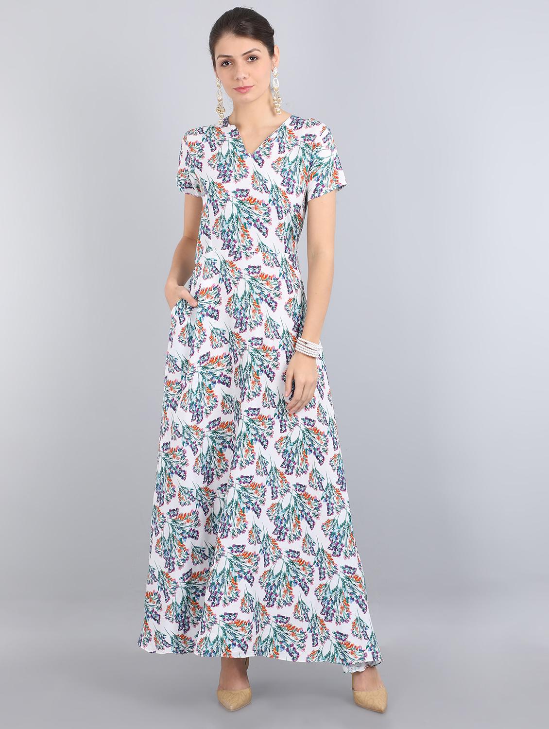 v-neck floral fit & flare dress - 17350309 - Zoom Image - 1