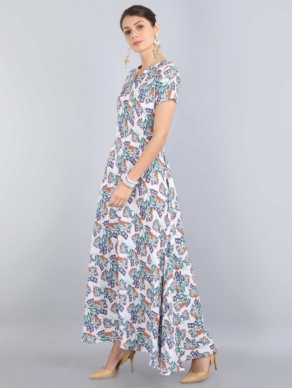 v-neck floral fit & flare dress - 17350309 - Zoom Image - 2