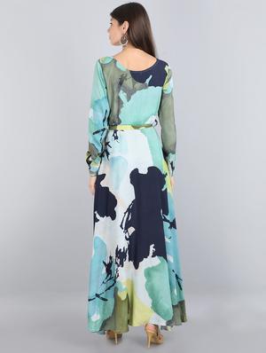 tie front long sleeved maxi dress - 17350670 - Standard Image - 3