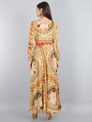 tie front long sleeved maxi dress - 17350672 - Standard Image - 3