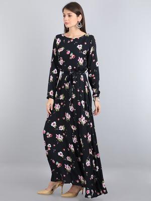 tie front long sleeved maxi dress - 17350673 - Standard Image - 2