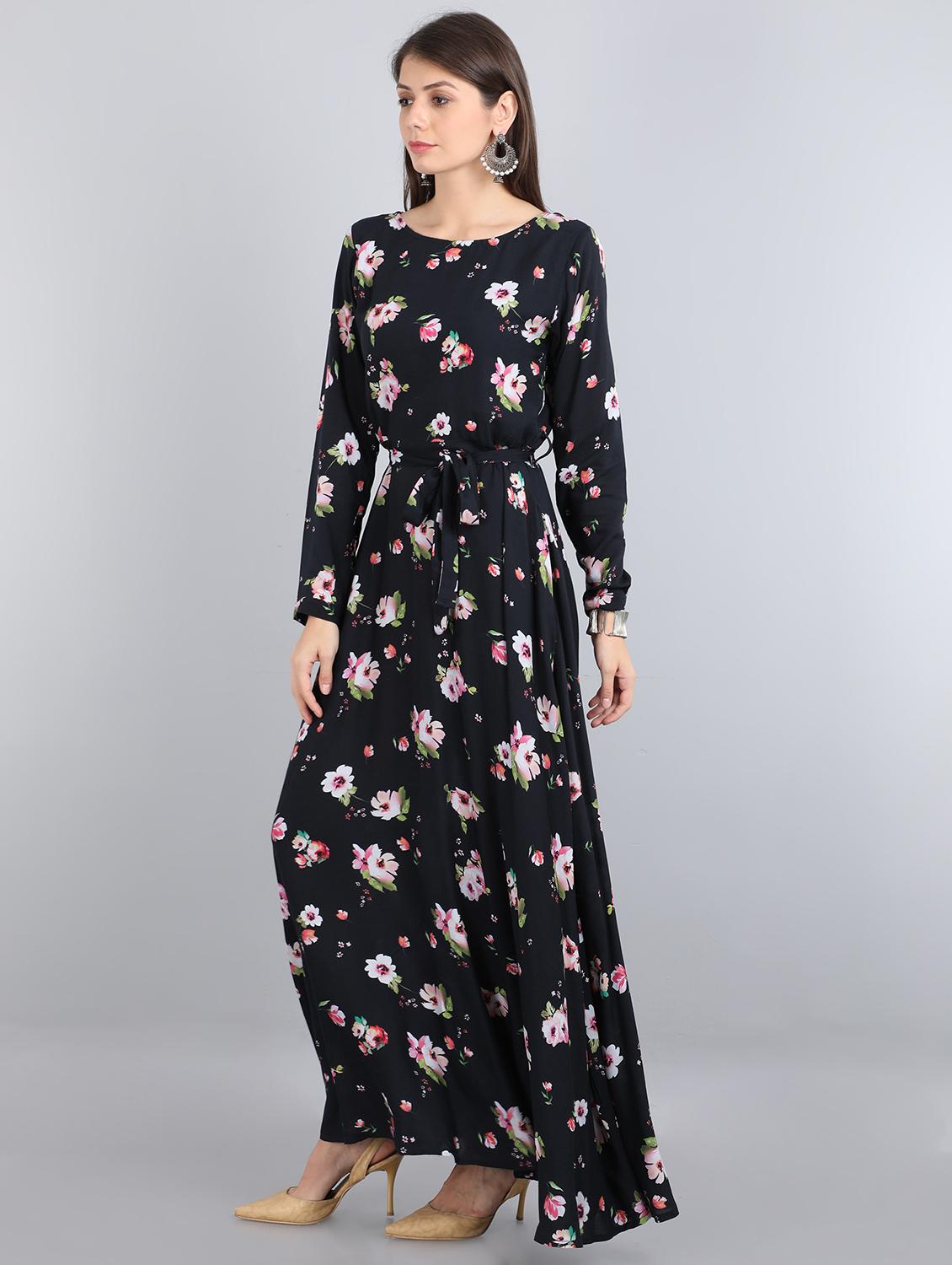 tie front long sleeved maxi dress - 17350673 - Zoom Image - 2