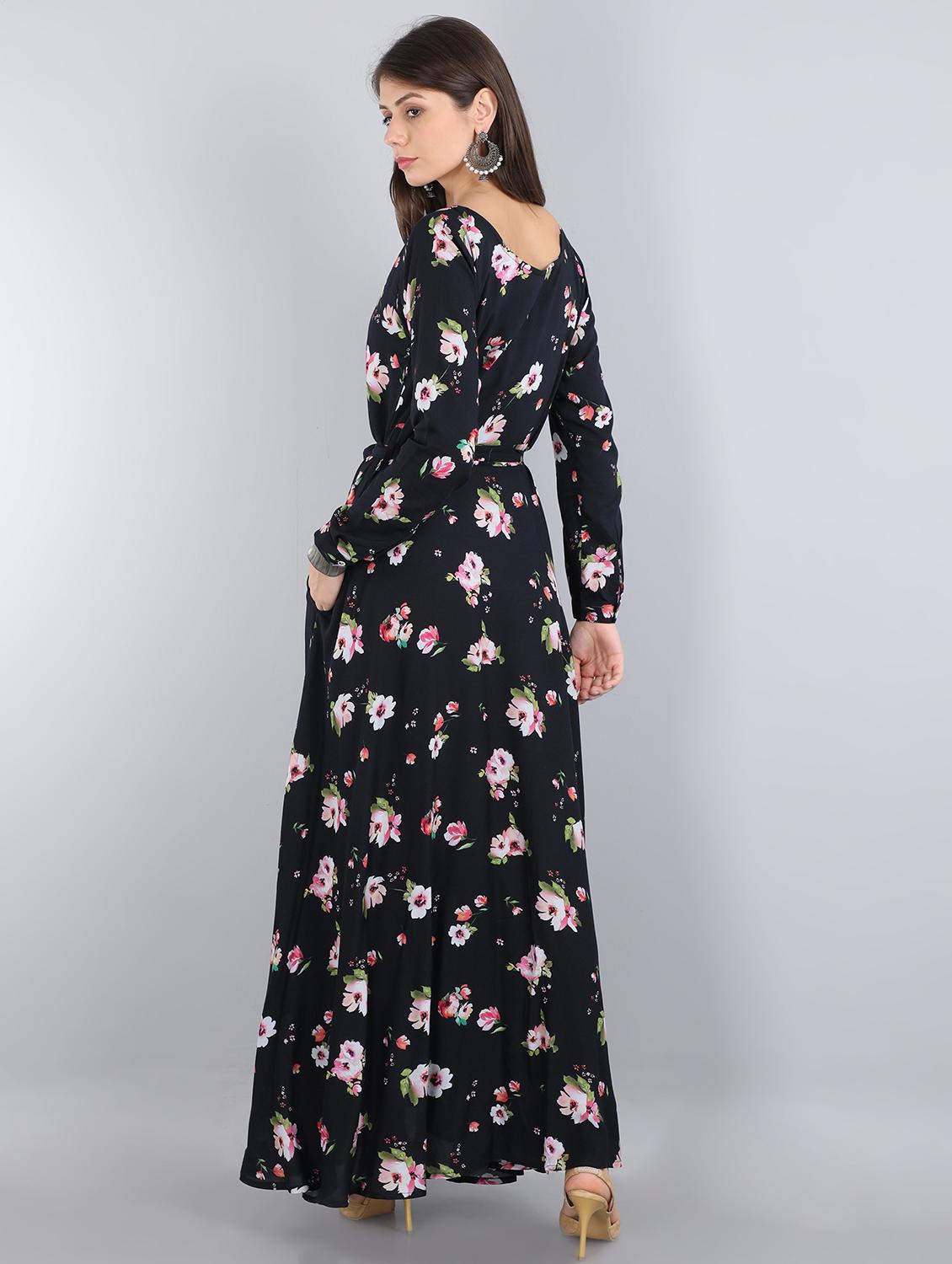 tie front long sleeved maxi dress - 17350673 - Zoom Image - 3