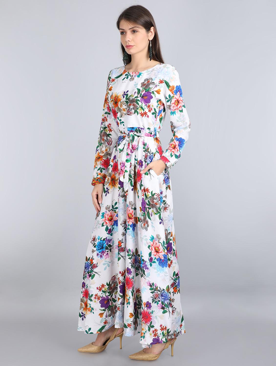 tie front long sleeved maxi dress - 17350674 - Zoom Image - 2