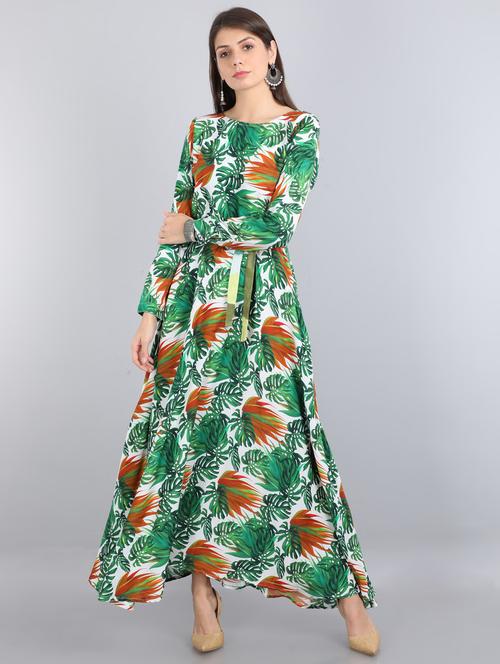 tie front tropical maxi dress - 17350675 - Standard Image - 1