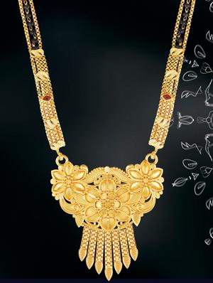 gold colour beads mangalsutra - 17350693 - Standard Image - 2