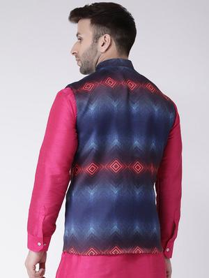 blue printed nehru jacket - 17351024 - Standard Image - 8