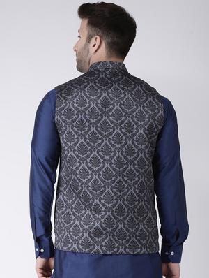 black printed nehru jacket - 17351025 - Standard Image - 3