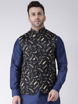 black printed nehru jacket - 17351025 - Standard Image - 6