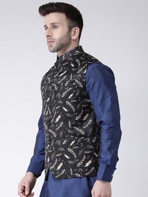black printed nehru jacket - 17351025 - Standard Image - 7