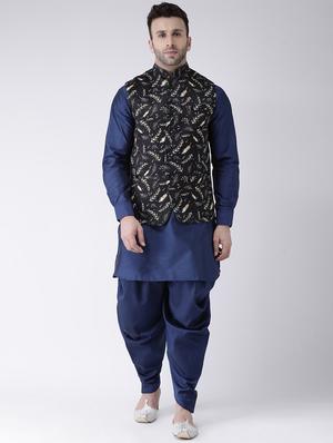 black printed nehru jacket - 17351025 - Standard Image - 9