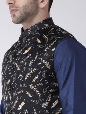 black printed nehru jacket - 17351025 - Standard Image - 10