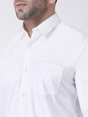 white solid casual shirt - 17351355 - Standard Image - 5