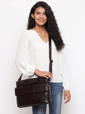 brown leatherette (pu) laptop bag - 17351407 - Standard Image - 5