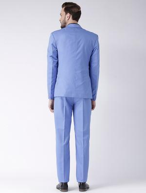 blue solid single breasted suit - 17351423 - Standard Image - 3