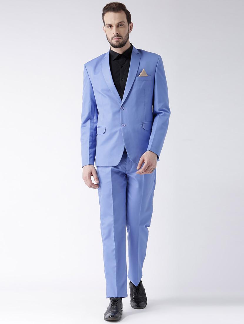blue solid single breasted suit - 17351423 - Zoom Image - 1