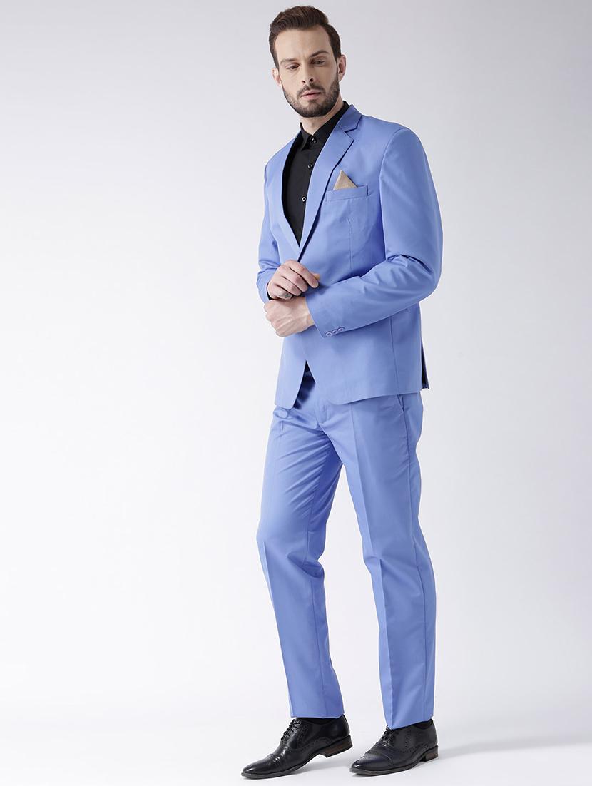 blue solid single breasted suit - 17351423 - Zoom Image - 2