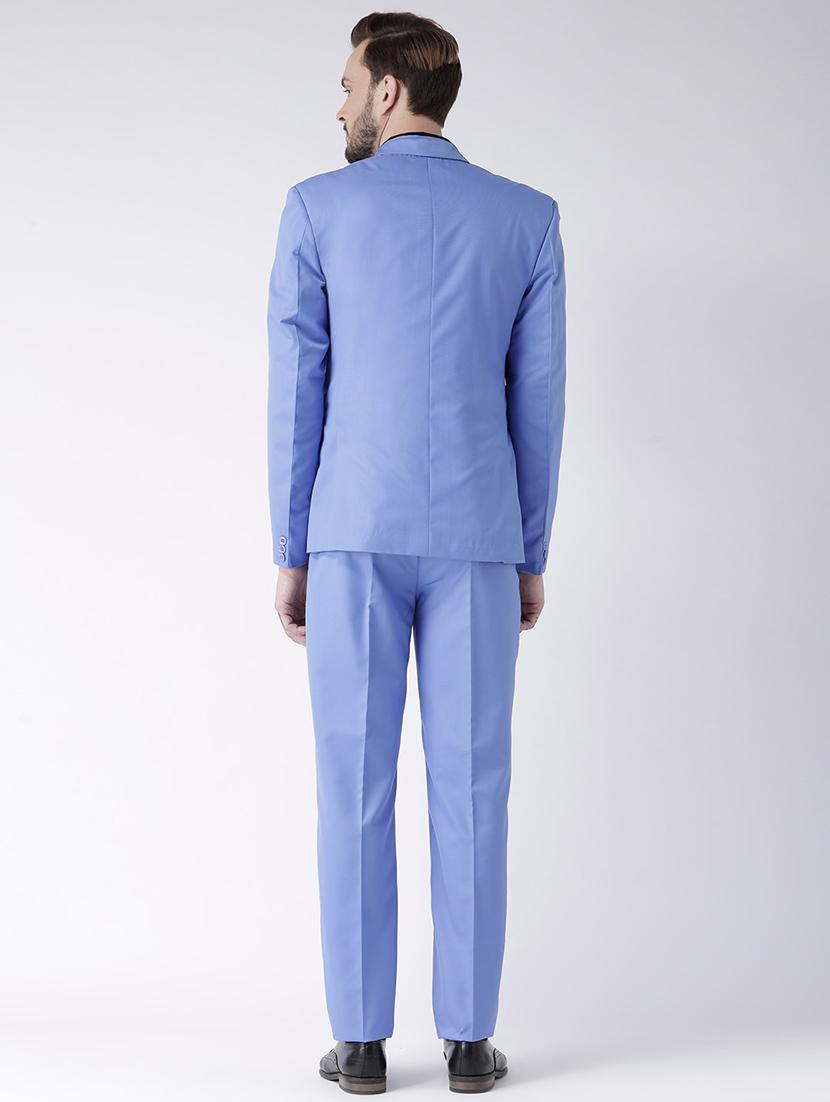 blue solid single breasted suit - 17351423 - Zoom Image - 3