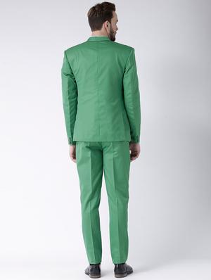 green solid single breasted suit - 17351424 - Standard Image - 3