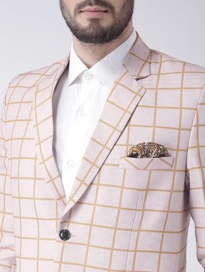 beige checkered single breasted casual blazer - 17351455 - Standard Image - 5