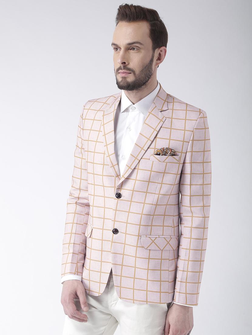 beige checkered single breasted casual blazer - 17351455 - Zoom Image - 2